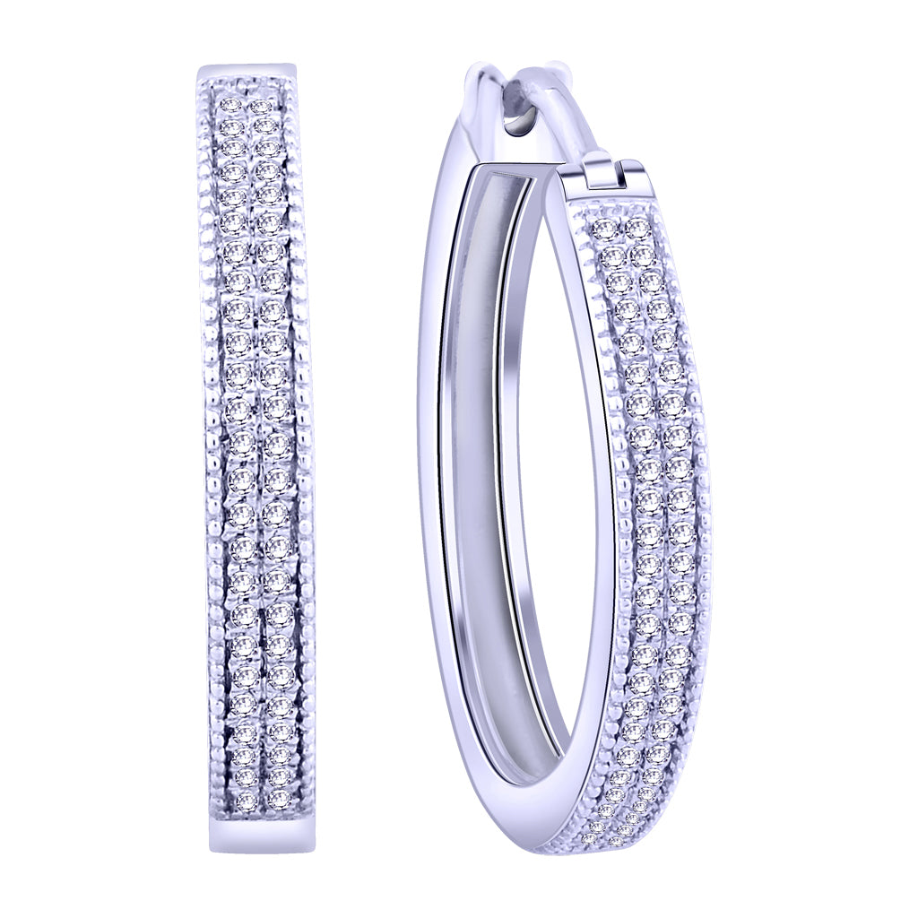 925 SS 0.16CT D-HOOP EARRING RDS