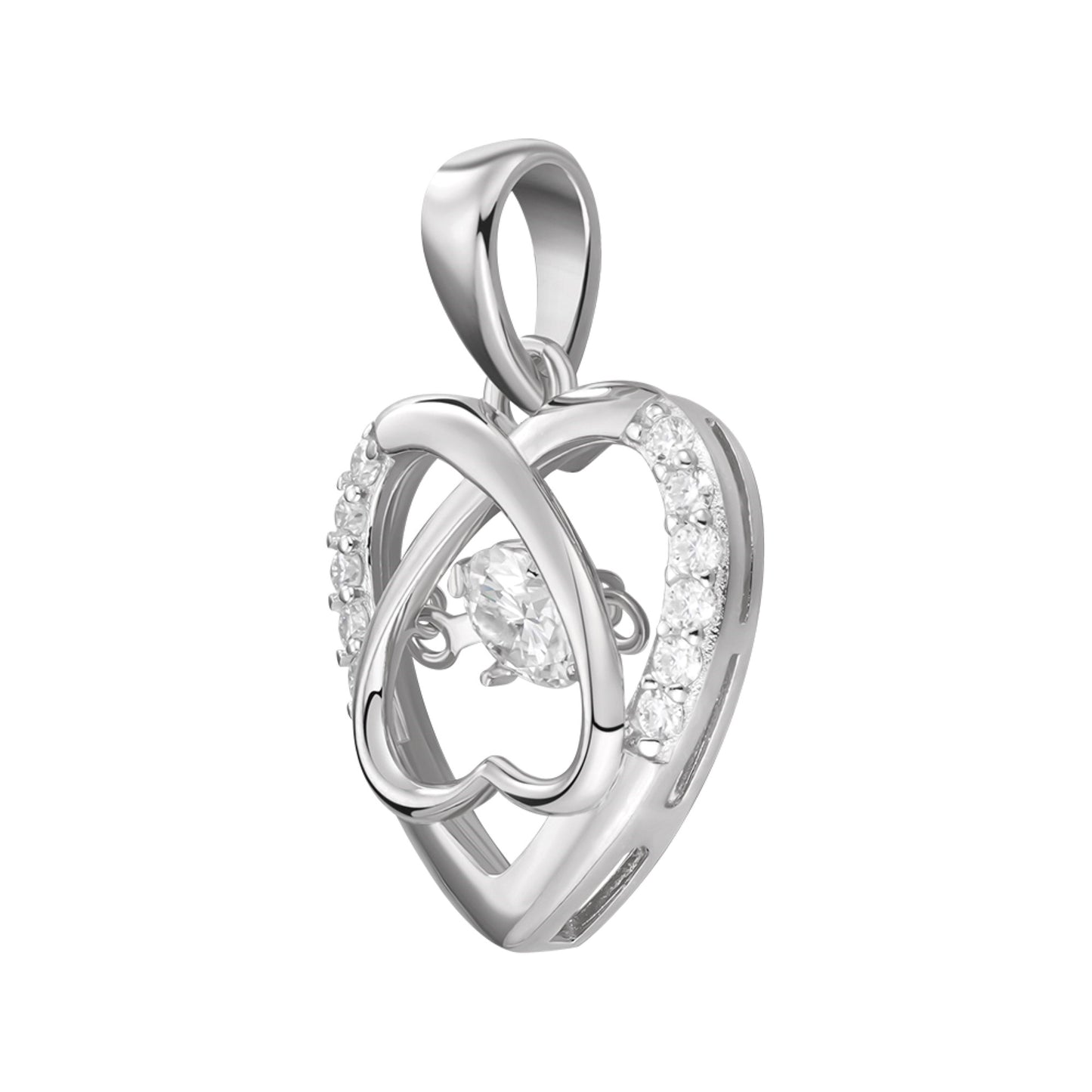 Sterling Silver Round Moissanite Infinity Heart Designer Pendant RP 3/8 Cttw