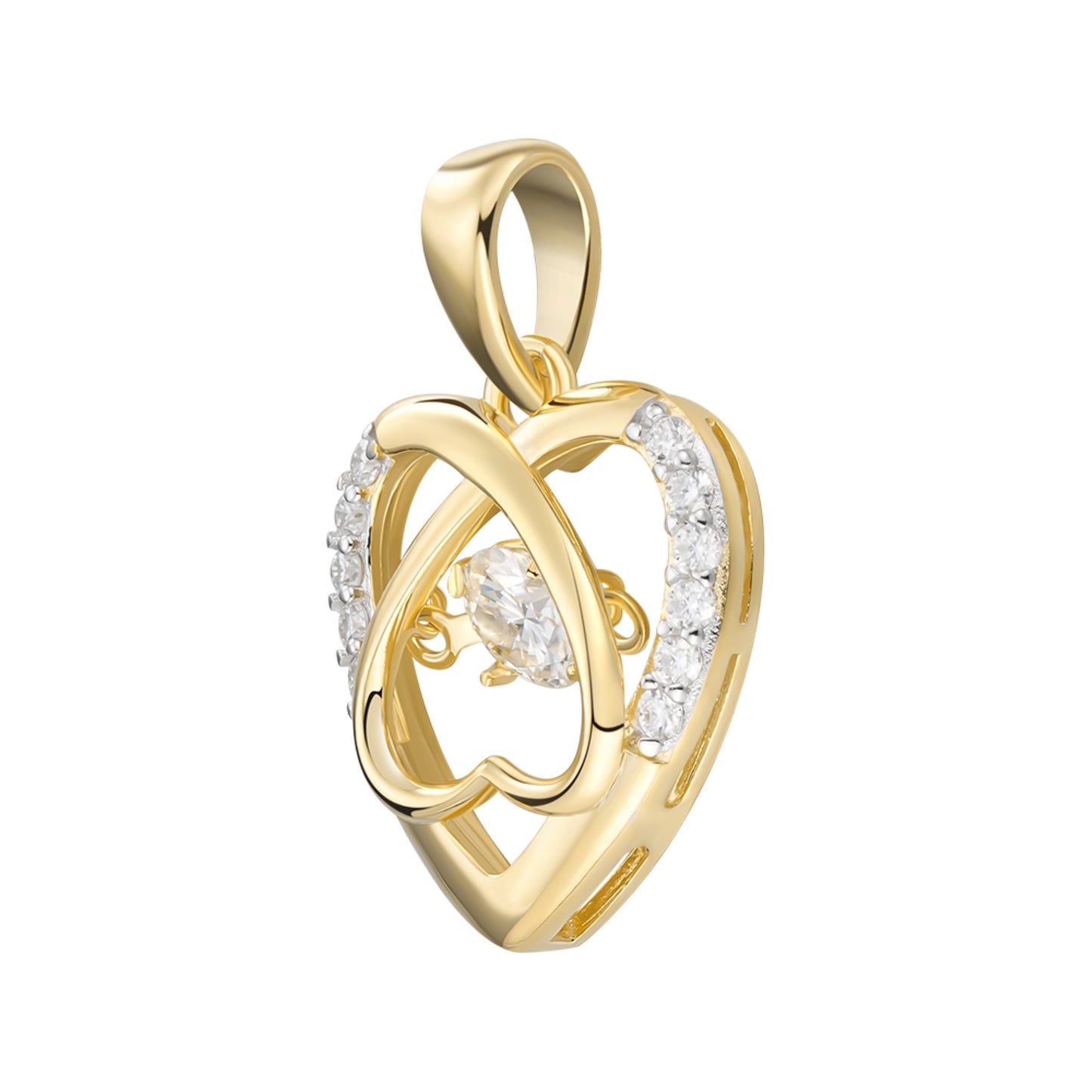 Sterling Silver Round Moissanite Infinity Heart Designer Pendant RP+GP 3/8 Cttw