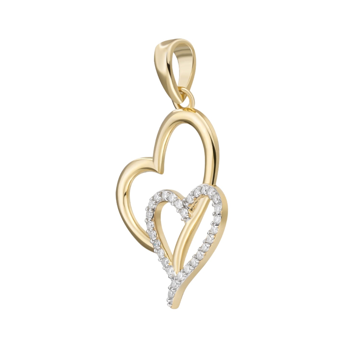 Sterling Silver Round Moissanite Double Heart Infinity Designer Pendant RP+GP 1/6 Cttw