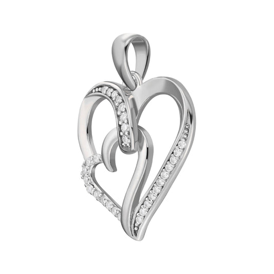 Sterling Silver Round Moissanite Double Heart Infinity Designer Pendant RP 1/6 Cttw