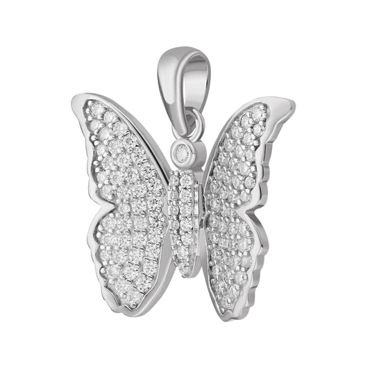 Sterling Silver Round Moissanite Butterfly Animal Pendant RP 3/4 Cttw