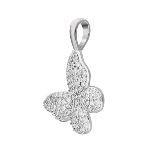 Sterling Silver Round Moissanite Butterfly Animal Pendant RP 5/8 Cttw