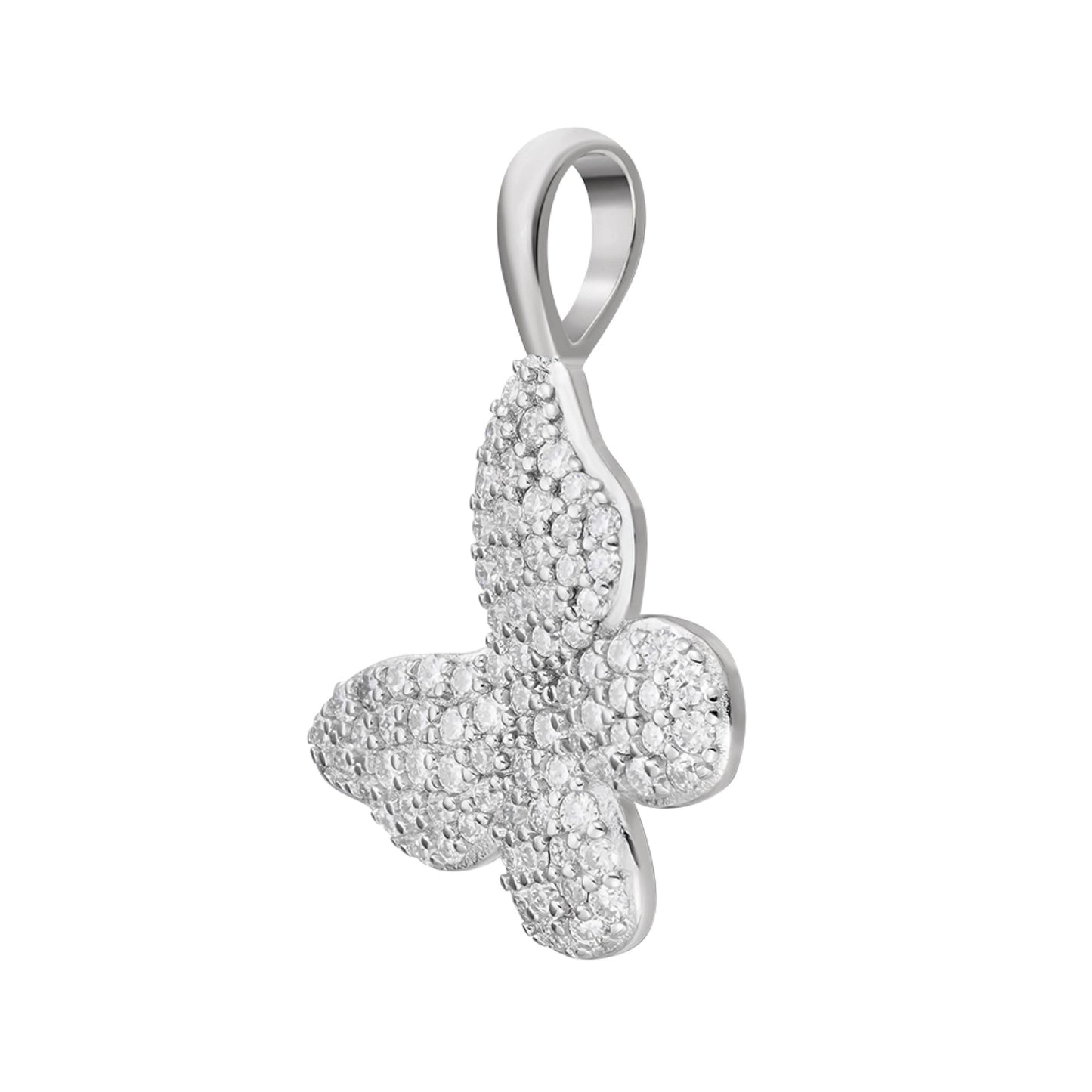 Sterling Silver Round Moissanite Butterfly Animal Pendant RP 5/8 Cttw