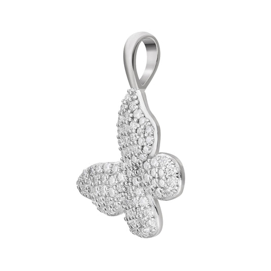 Sterling Silver Round Moissanite Butterfly Animal Pendant RP 5/8 Cttw