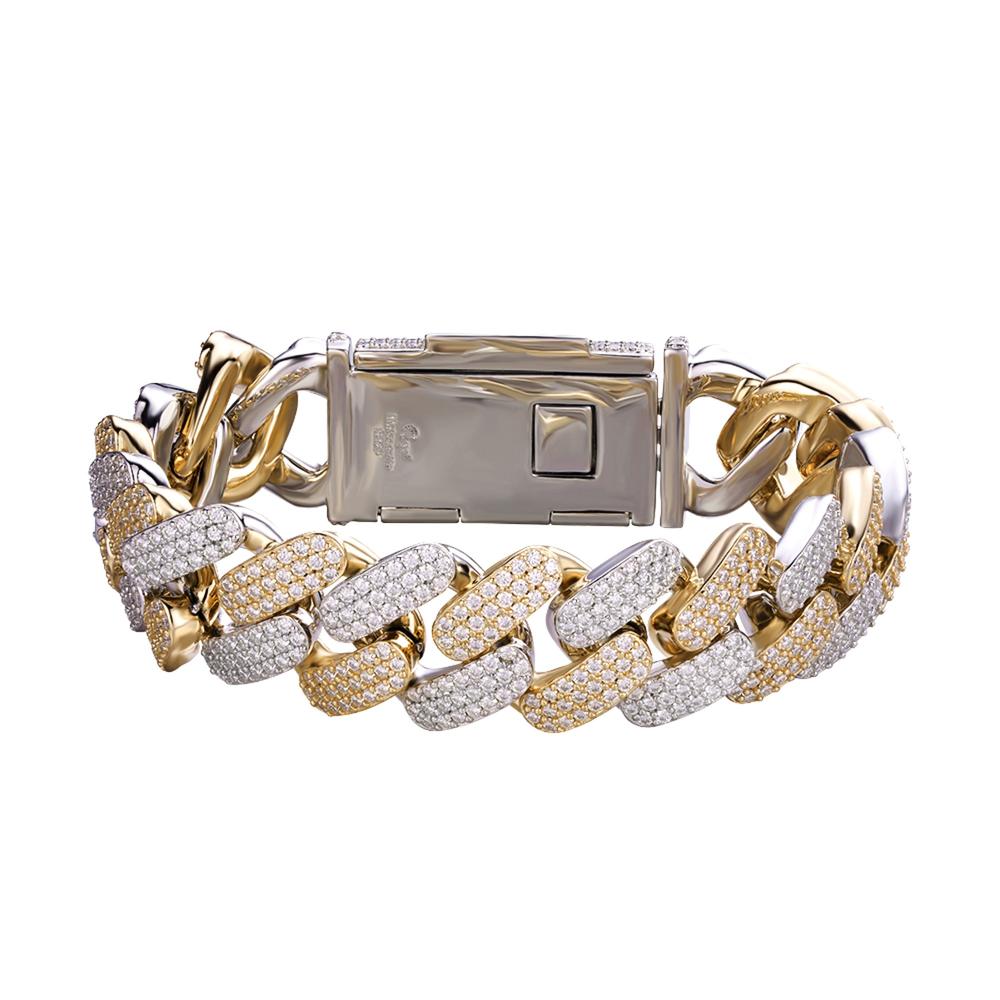 Sterling Silver Moissanite18mm Miami Cuban 8.50 Inch Mens Bracelet RP+GP 17-1/3 Cttw