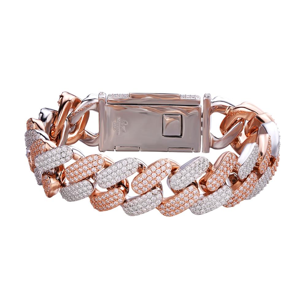 Sterling Silver Moissanite18mm Miami Cuban 8.50 Inch Mens Bracelet RP+PP 17-1/3 Cttw