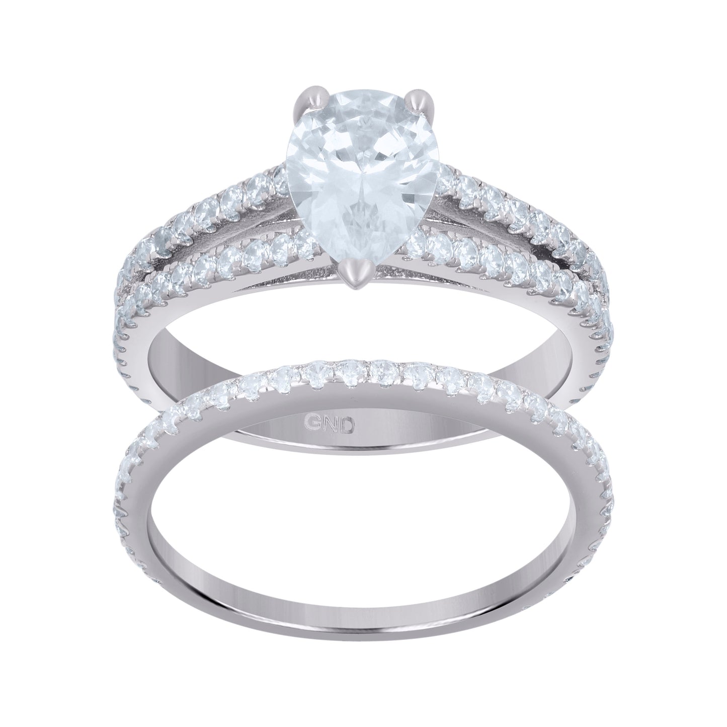 925 Sterling Silver Cz Duo Ring S6