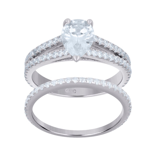 925 Sterling Silver Cz Duo Ring S6