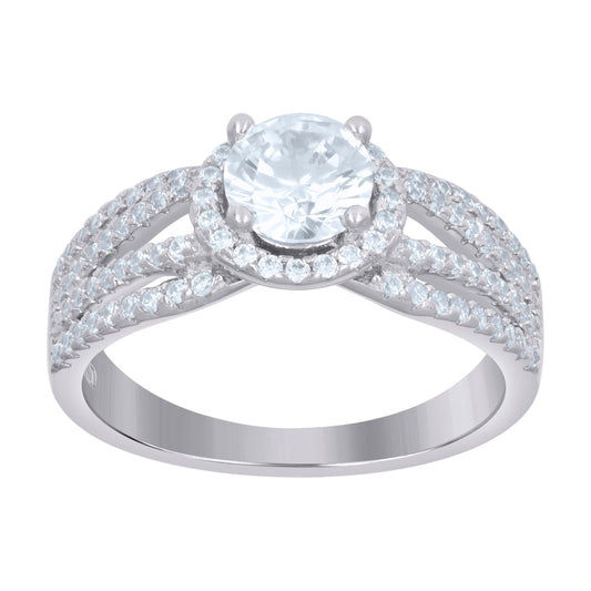 925 Sterling Silver Cz Ring S6