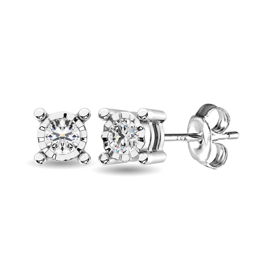 10K White Gold 1/10 Ct.Tw. Diamond Stud Earrings