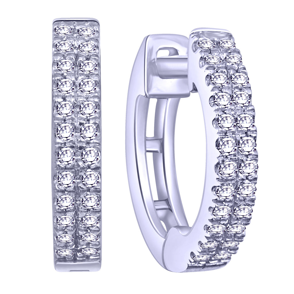 925 SS 0.15CT D-HOOP EARRING RDS MP LDS