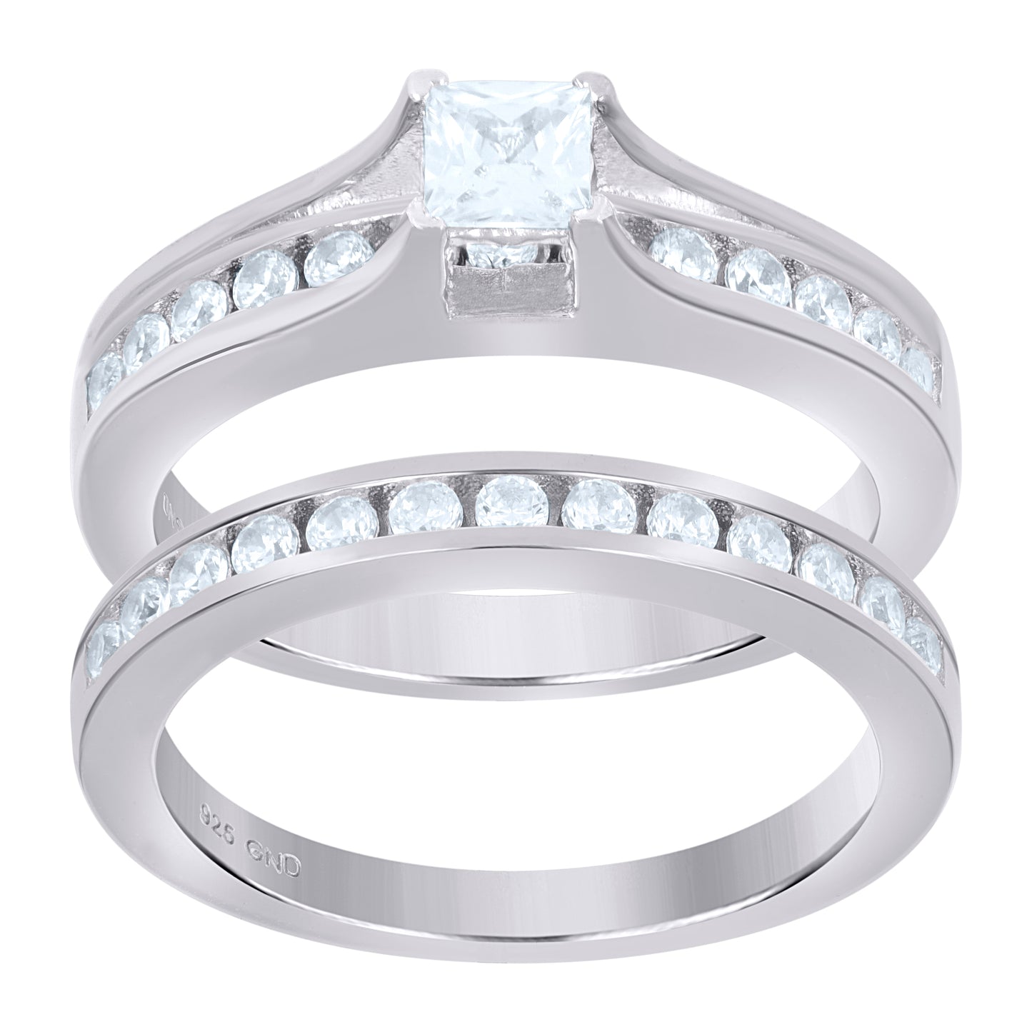 925 Sterling Silver Cz Duo Ring S6