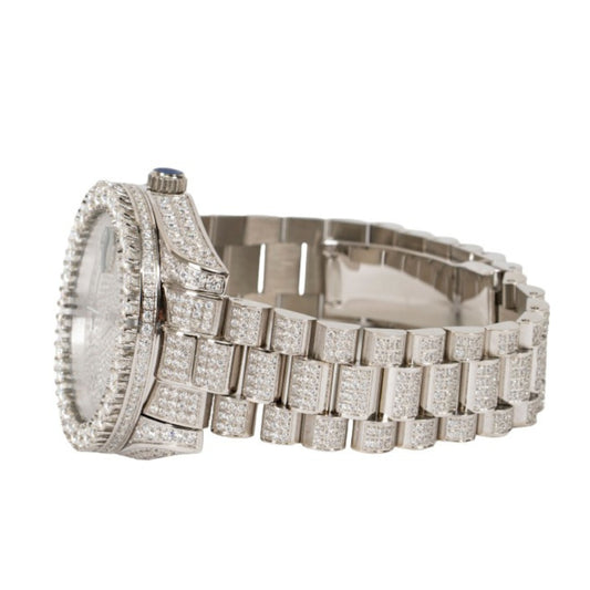 Moissanite Stainless Steel White Band Mens Watch 17-1/3 CT