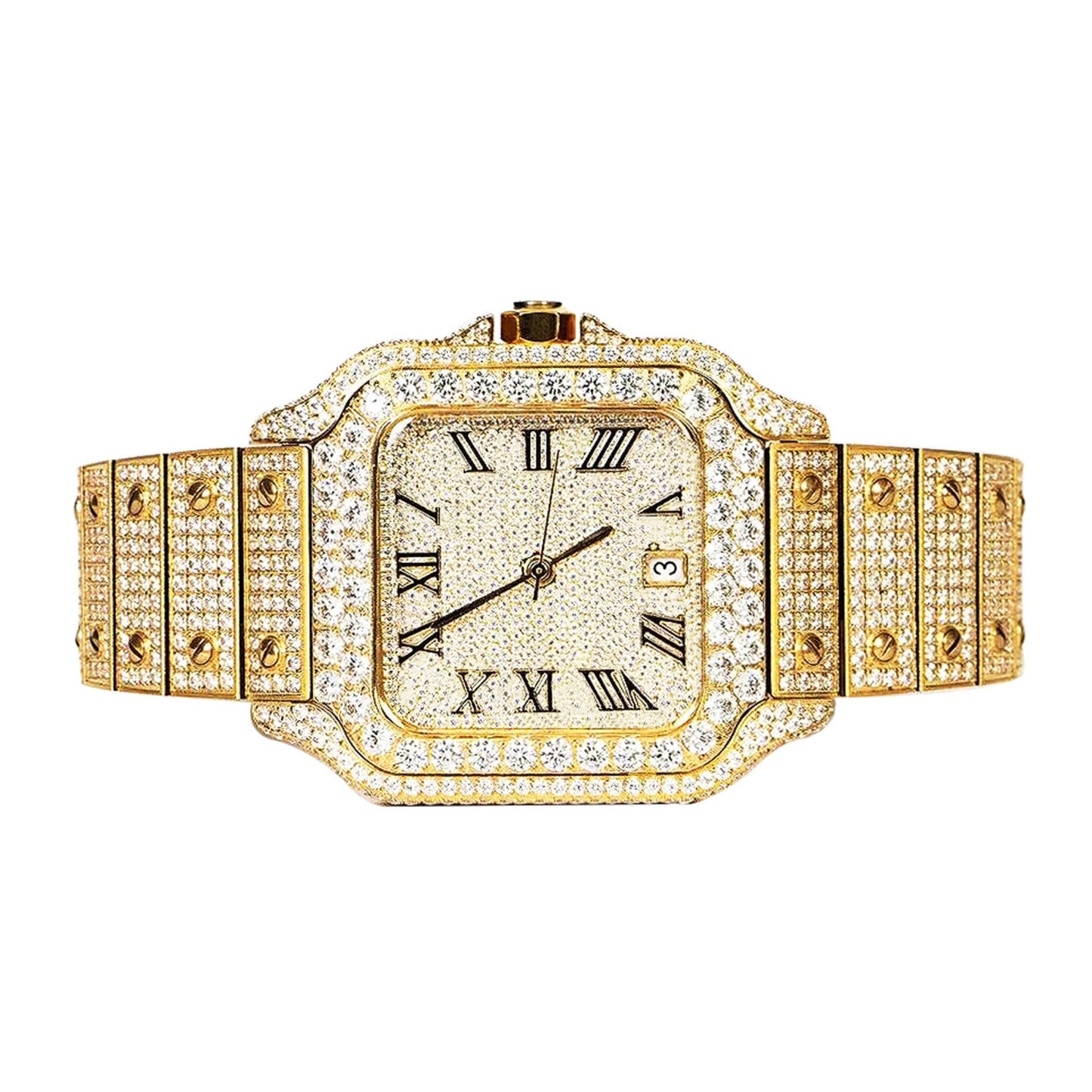 Moissanite Stainless Steel Yellow Steel Band 20-1/5 Cttw