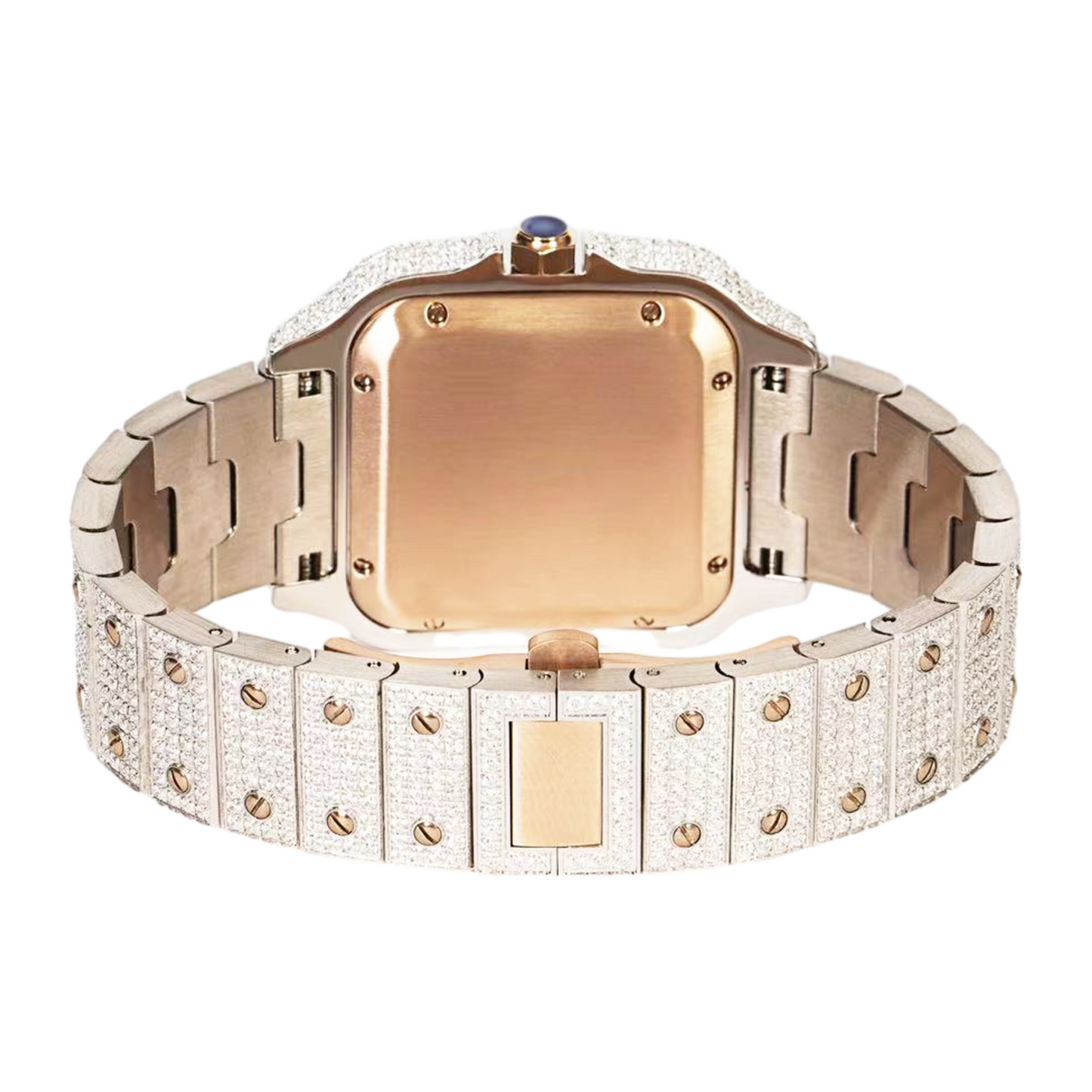 Moissanite Stainless Steel Rose Two Tone Band Mens Watch 20.20 Cttw