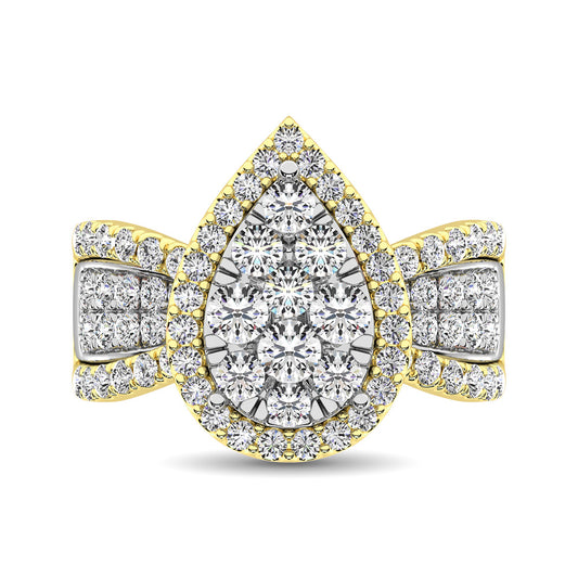 Diamond 1 Ct.Tw. Pear Shape Two Tone Engagement Ring