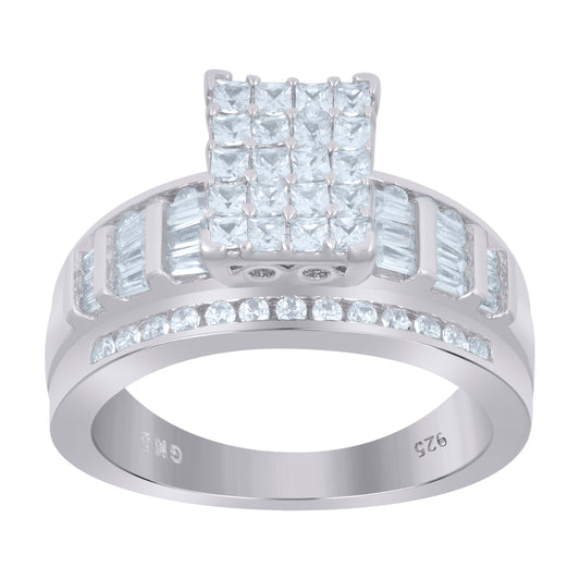 925 Sterling Silver Cz Ring S6