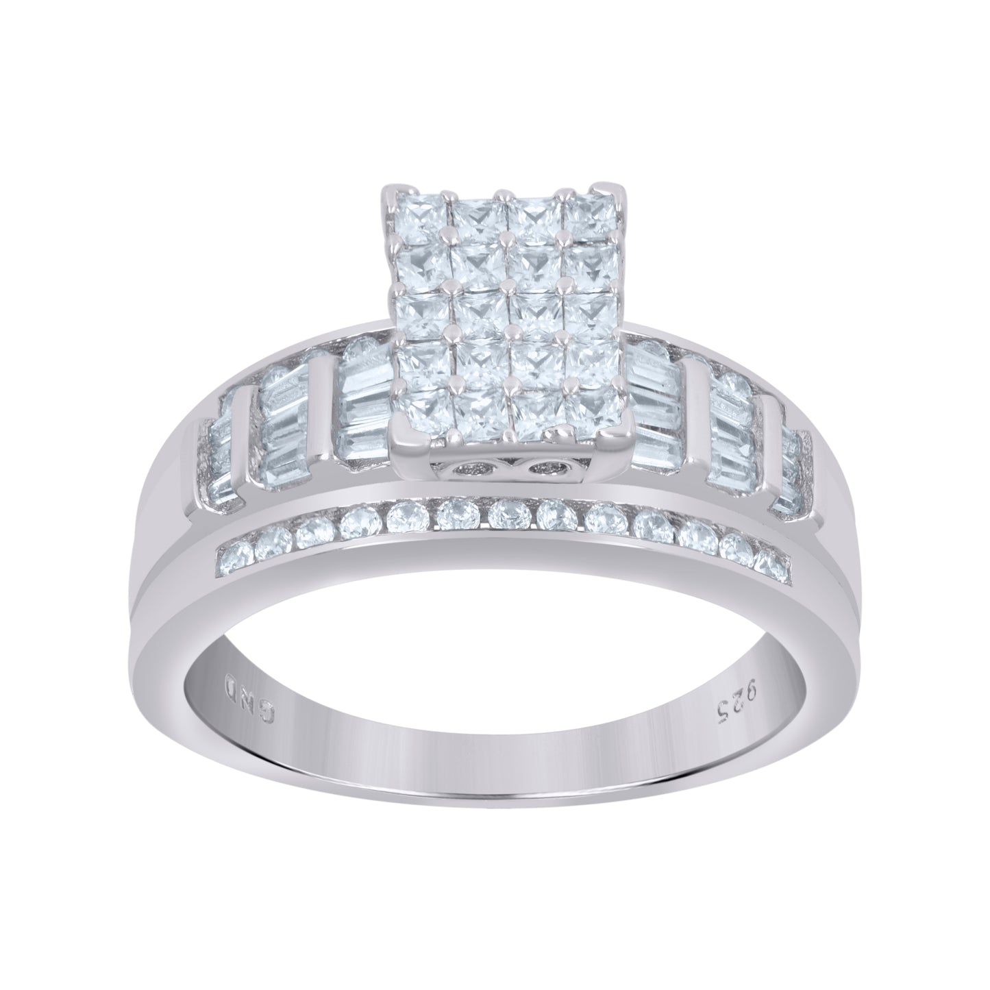 925 Sterling Silver Cz Ring S6