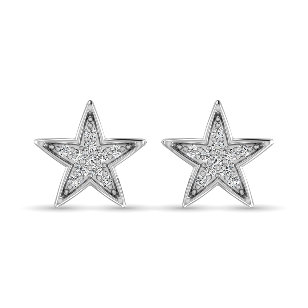 10K White Gold 1/20 Ct.tw Diamond Twinkle Star Earrings