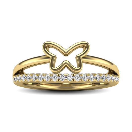 10K Yellow Gold 1/5 Ct.tw Diamond Butterfly Ring
