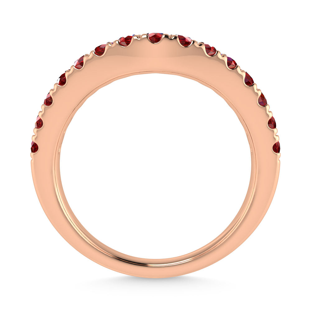 14K Rose Gold 5/8 Ct.Tw. Ruby Curve Band