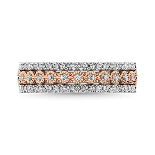 10K Two Tone Gold Square and Marquise Frame 2/5 Ct.Tw. Diamond Fashion Ring