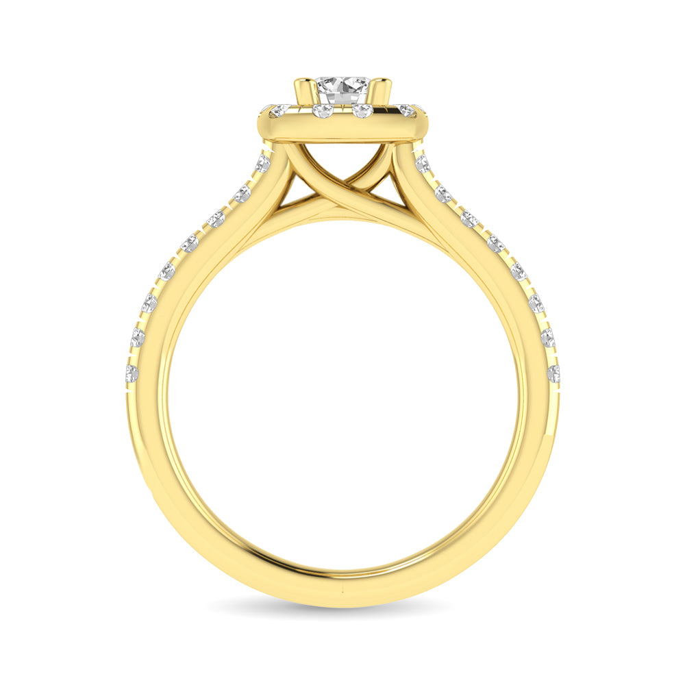 Diamond Classic Shank Single Halo Bridal Ring 1 Ct.tw Round Cut in 14K Yellow Gold