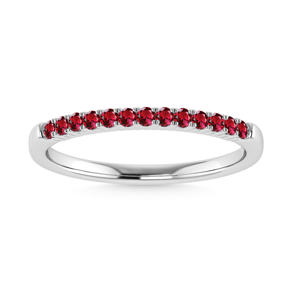 July Birthstone Ruby 1/5 Ct.Tw. Ladies Band in 10K White Gold