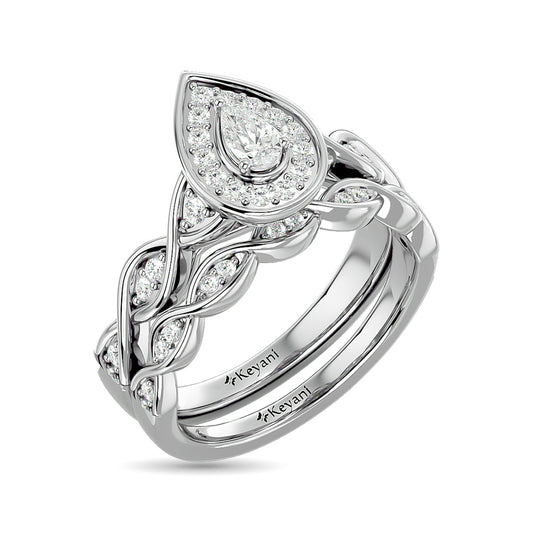 Diamond 1/2 Ct.Tw. Pear Cut Bridal Ring in 14K White Gold
