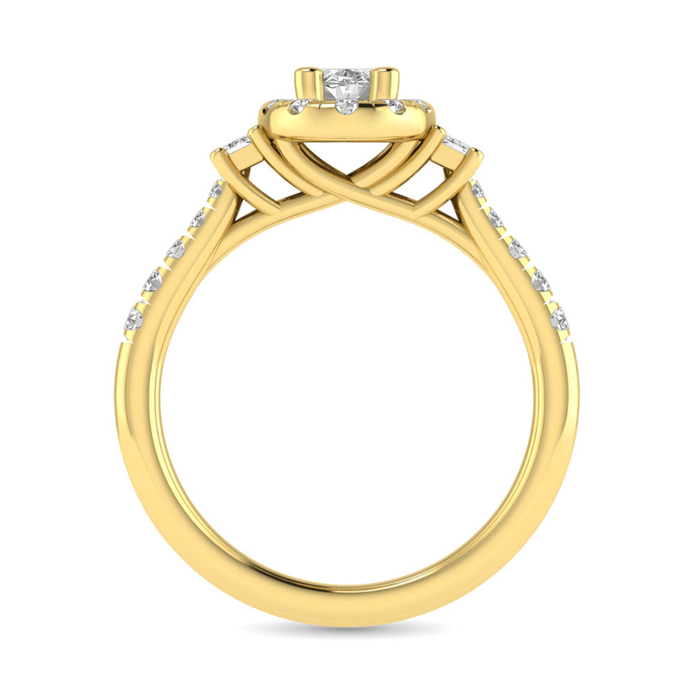 Diamond Classic Shank Single Halo Bridal Ring 1 Ct.tw Oval Cut in 14K Yellow Gold