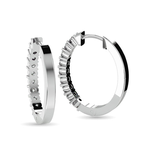 Diamond Hoop Earrings 1/8 Ct.tw in Sterling Silver