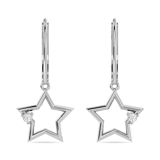 Diamond 1/20 Ct.tw Star Earrings in Sterling Silver
