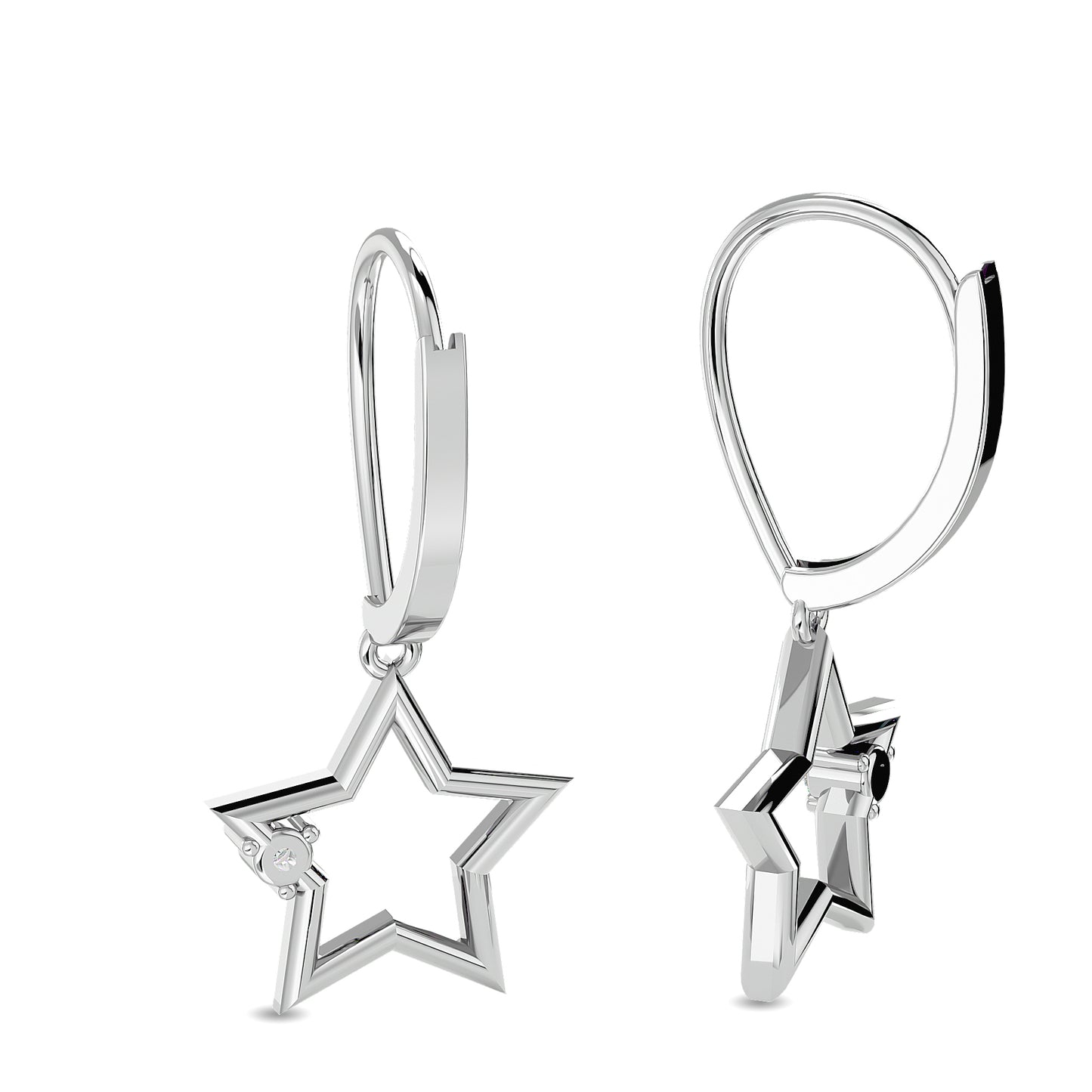 Diamond 1/20 Ct.tw Star Earrings in Sterling Silver