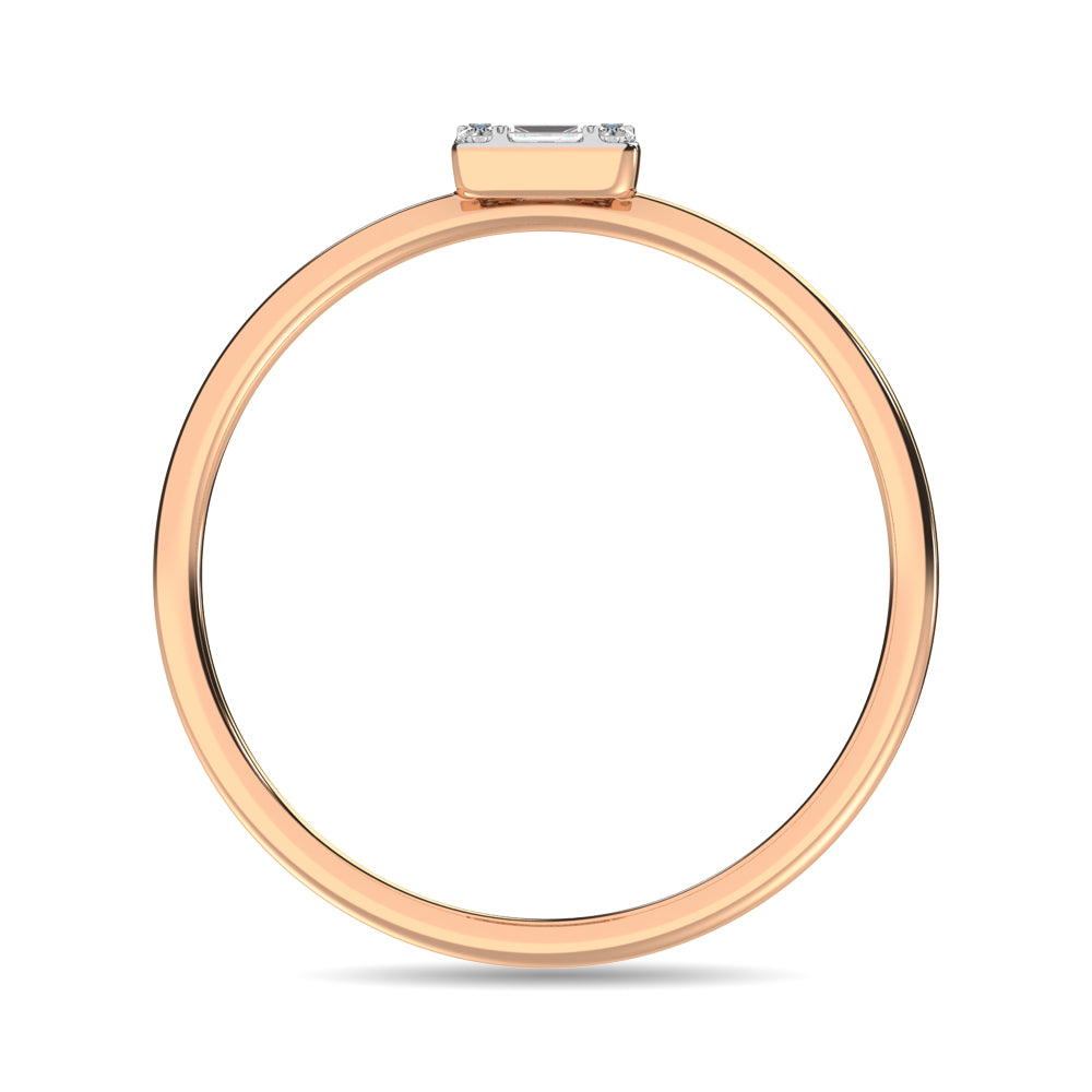 Diamond 1/10 Ct.tw Round and Baguette Cut Ring in 10K Rose Gold
