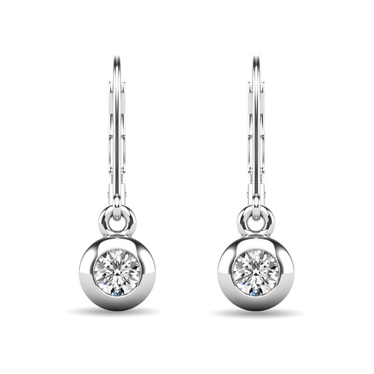 Diamond 1/10 Ct.tw Bezel Set Earrings in 10K White Gold