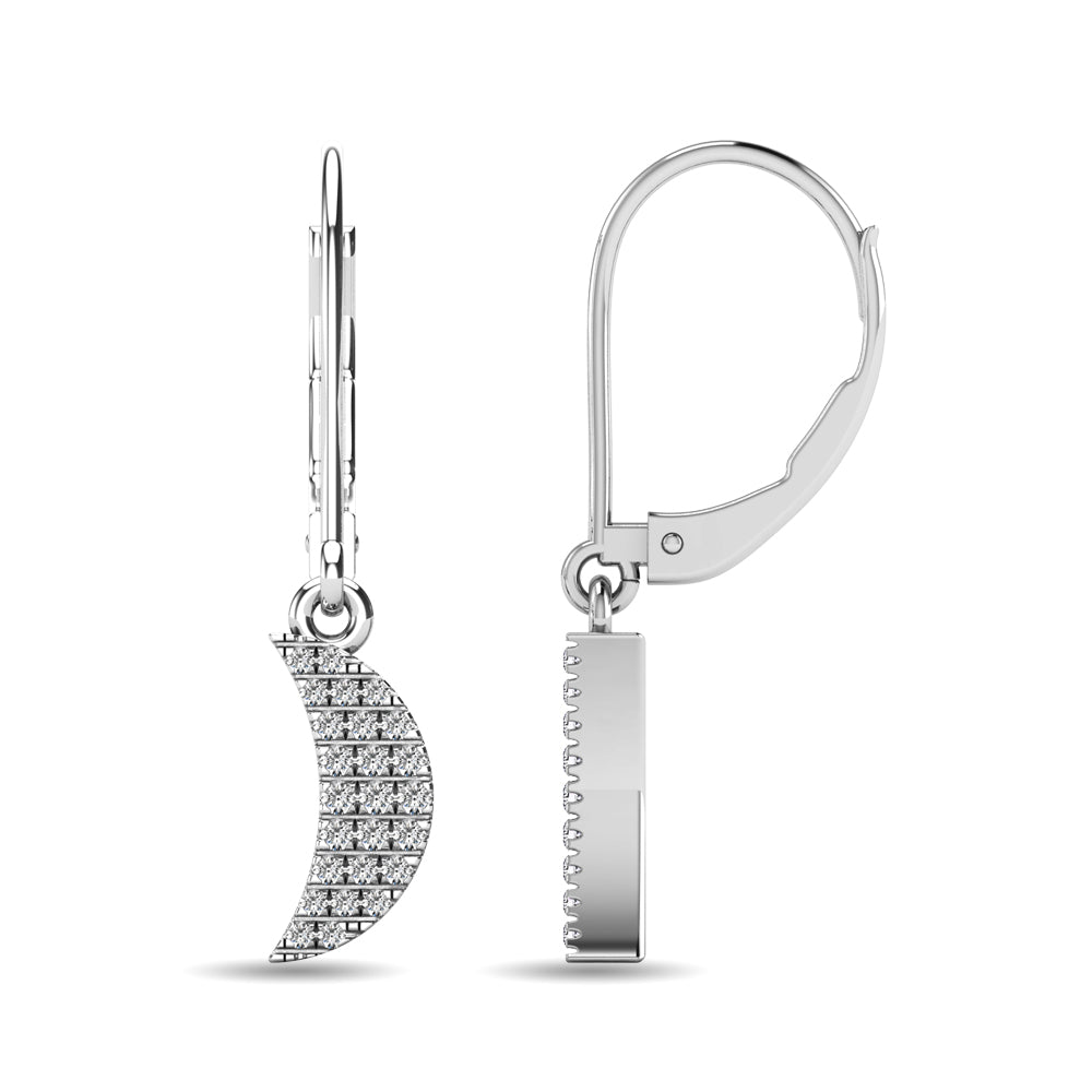Diamond 1/10 Ct.tw Moon Dangle Earrings in 10K White Gold