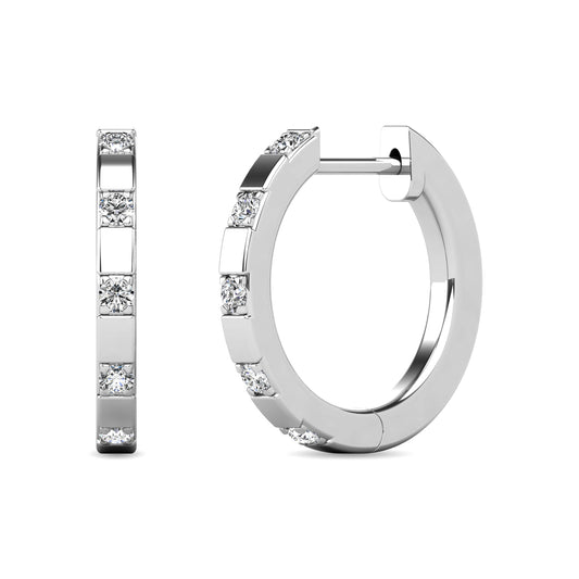 Diamond 1/10 Ct.tw Hoop Earrings in 10K White Gold