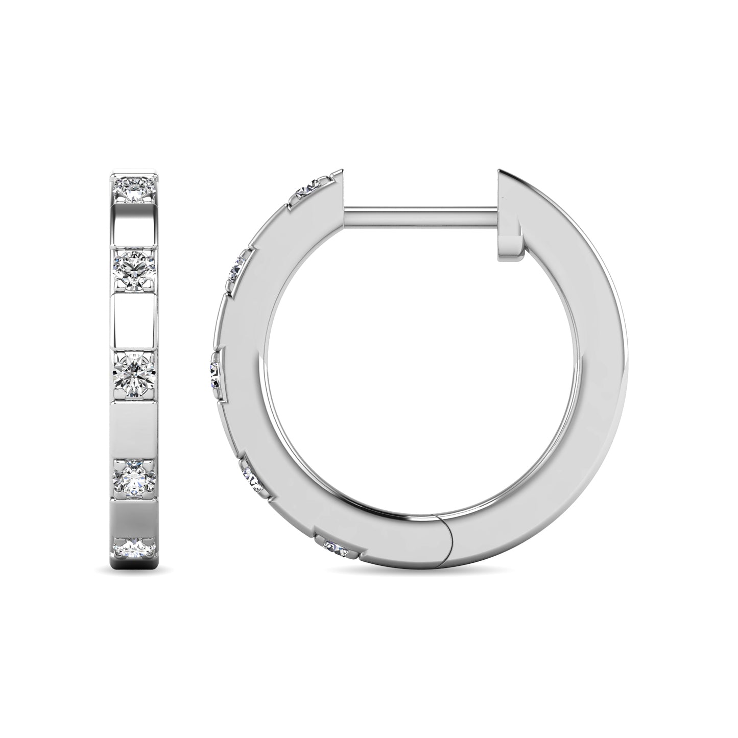 Diamond 1/10 Ct.tw Hoop Earrings in 10K White Gold