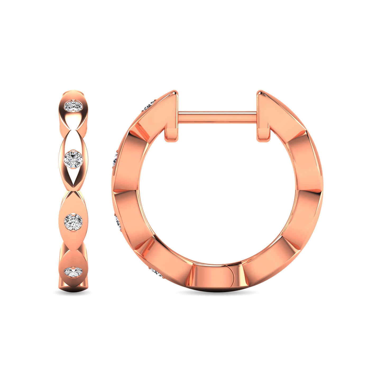 Diamond 1/10 Ct.tw Hoop Earrings in 10K Rose Gold