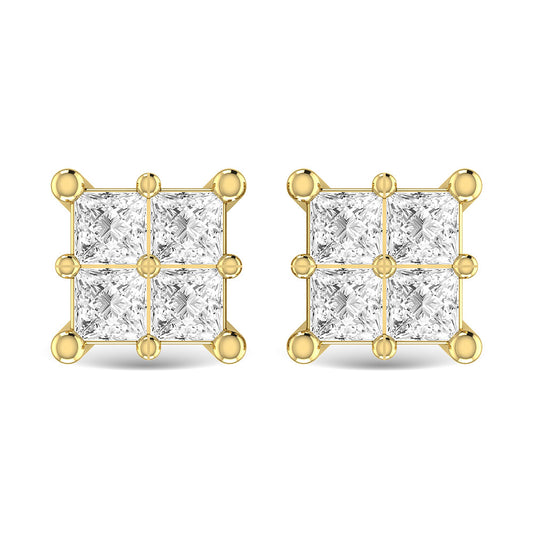 Diamond 1/3 Ct.Tw. Princess Cut Fashion Earrings in 14K Yellow Gold