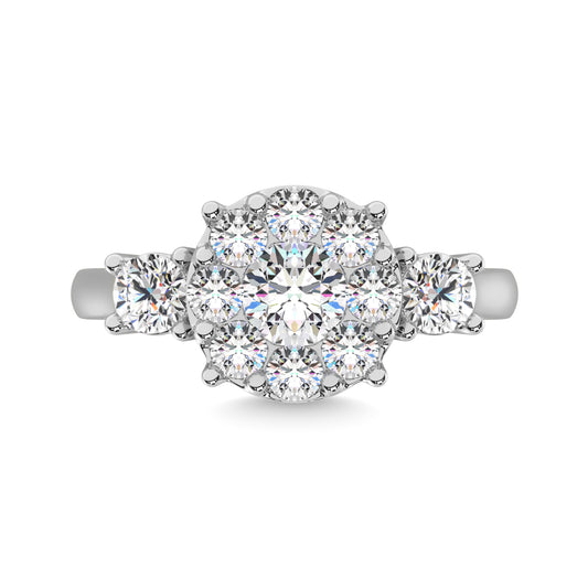 Diamond 1 1/2 Ct.tw Heart Three Stone Ring in 14K White Gold