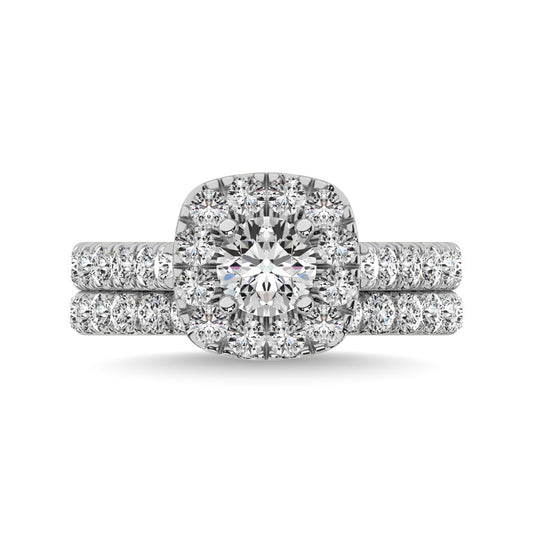 Diamond 2 Ct.tw Round Cut Halo Bridal Ring in 14K White Gold