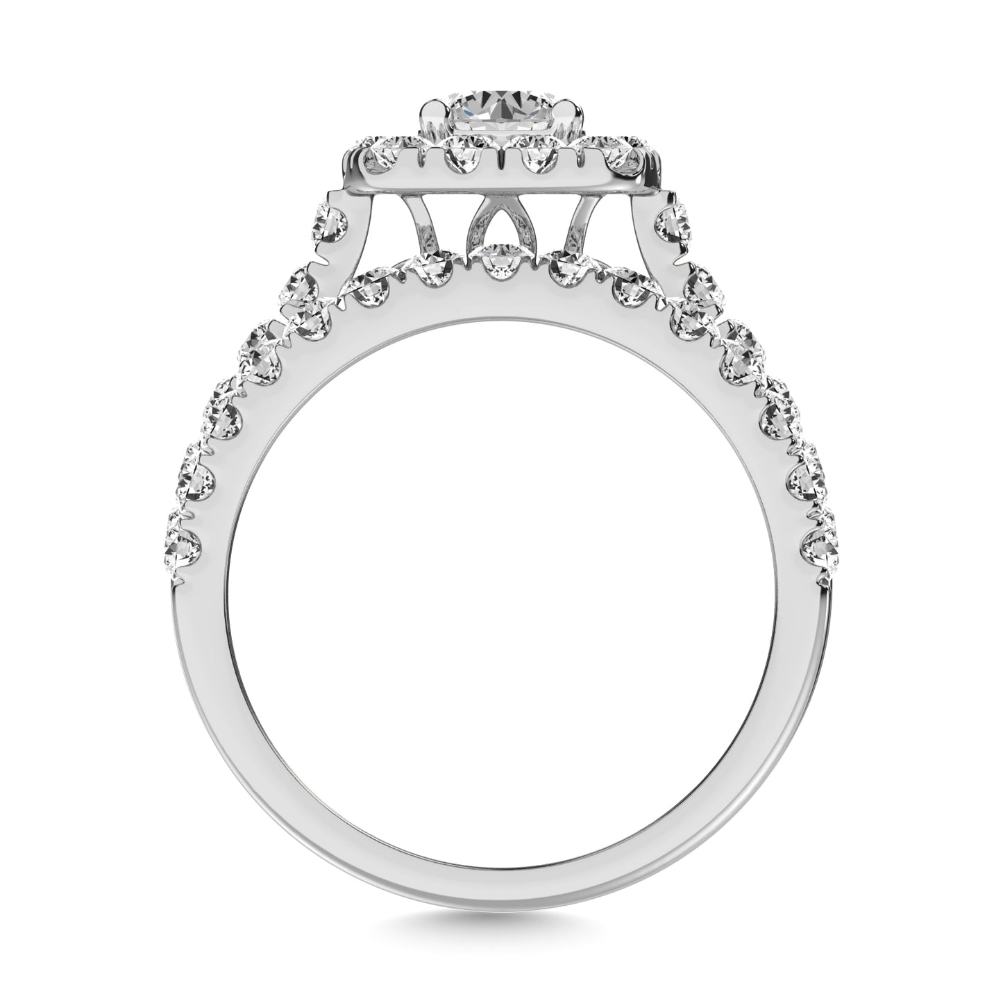 Diamond 2 Ct.tw Round Cut Halo Bridal Ring in 14K White Gold