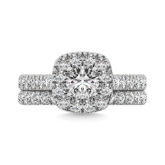 Diamond 2 Ct.tw Cushion Halo Bridal Ring in 14K White Gold