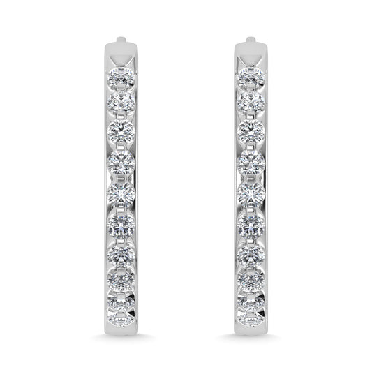 Diamond 1/4 Ct.Tw. Hoop Earrings in 14K White Gold