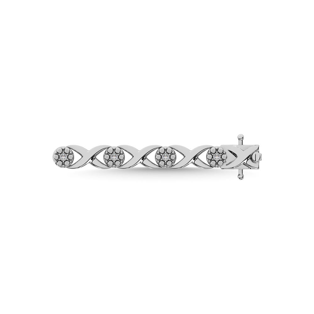 Diamond 1/4 Ct.Tw. Flower Fashion Bracelet in 925 Silver