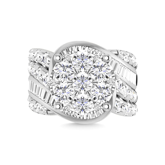 Diamond 4 Ct.Tw. Cluster Engagement Ring in 14K White Gold