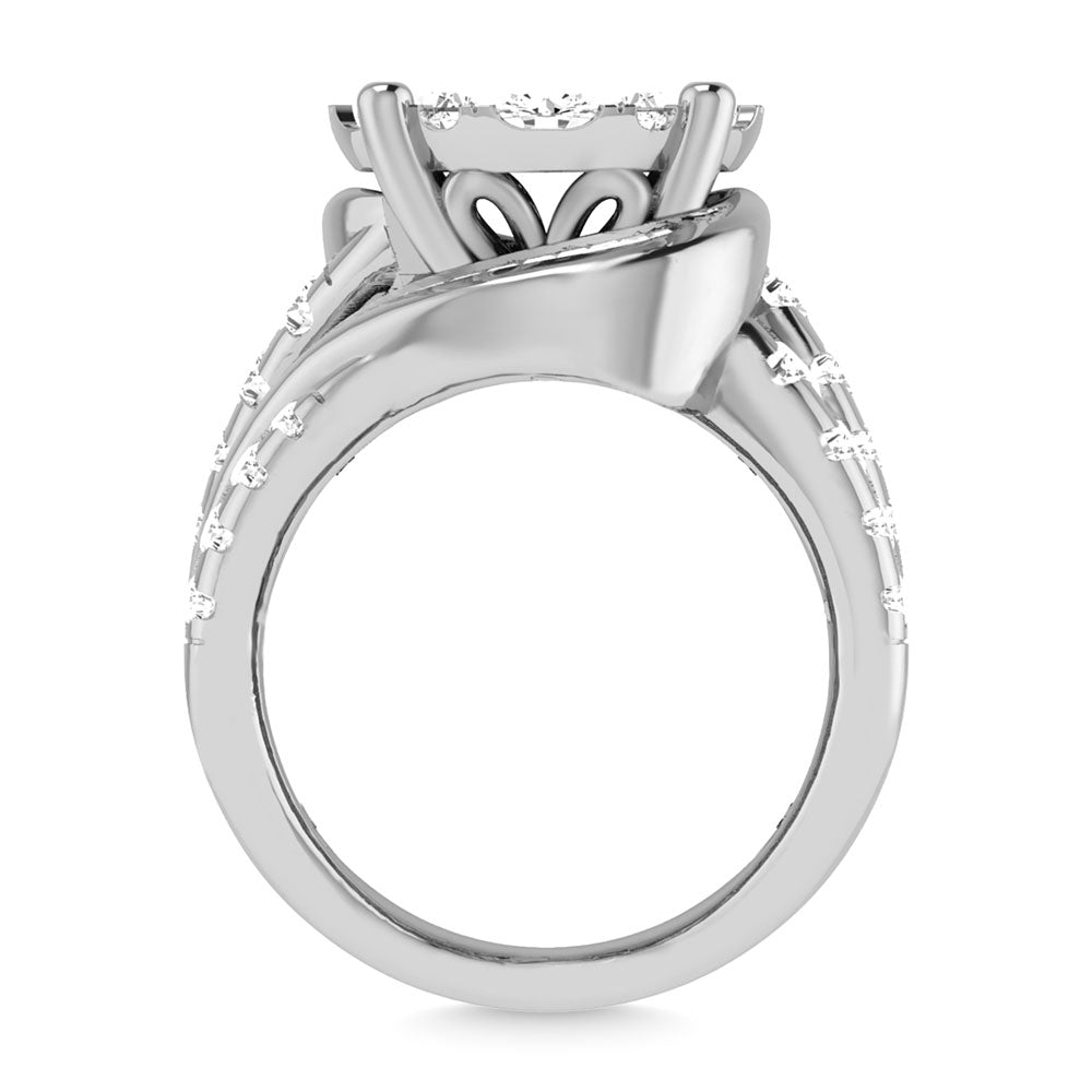 Diamond 4 Ct.Tw. Cluster Engagement Ring in 14K White Gold