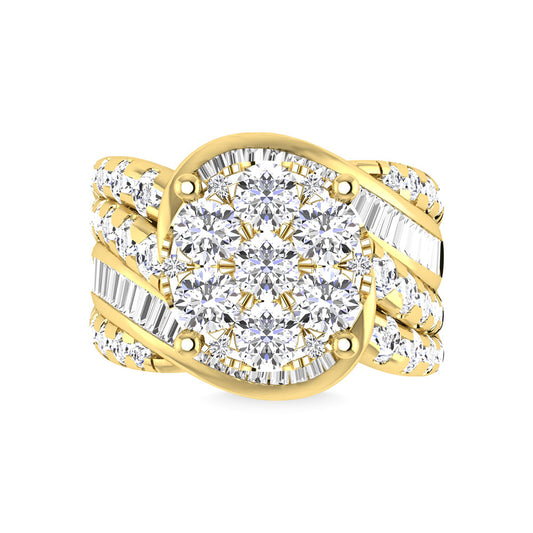 Diamond 4 Ct.Tw. Cluster Engagement Ring in 14K Yellow Gold